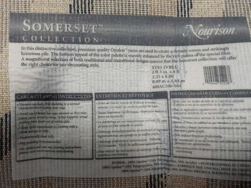 Nourison Somerset ST81 Ivory Blue Area Rug 2'3" x 8" - 第 5/6 張圖片