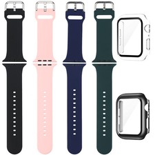 Lightweight Soft Silicon Band Ultra Thin Hard PC Cover for iWatch SE/6/5/4/3/2/1