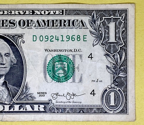 September 24 1968 Birthday Note 09241968 Fancy Serial Number One Dollar Bill FW
