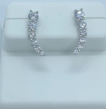 925 Sterling Silver Graduated CZ Drop Dangle Earrings