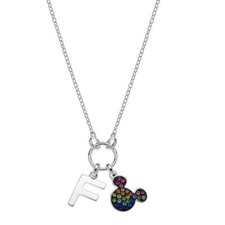 Disney Mickey Necklace Letter F NS00013SRML-F Silver Rainbow