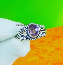 Amethyst Gemstone 925 sterling silver handmade Gift Ring US size 5 to 10