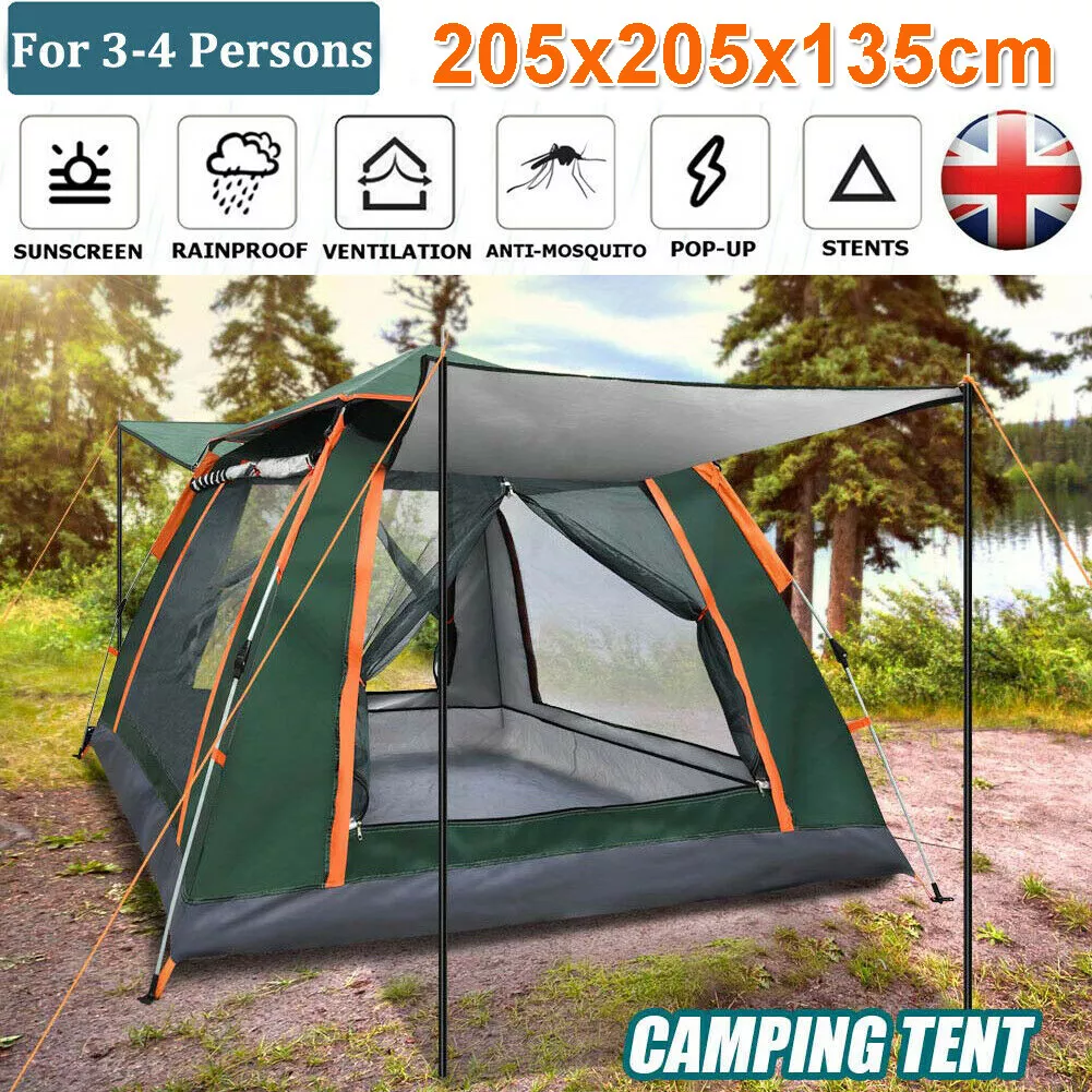 Full Automatic Instant Pop Up 3 4 Man Camping Tent Waterproof Family Hiking Tent