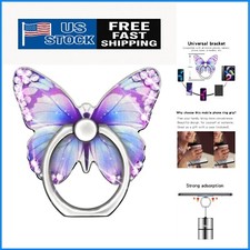 Cute Butterfly Glitter Phone Stand - Metal Ring Holder for Women, Purple Diamond