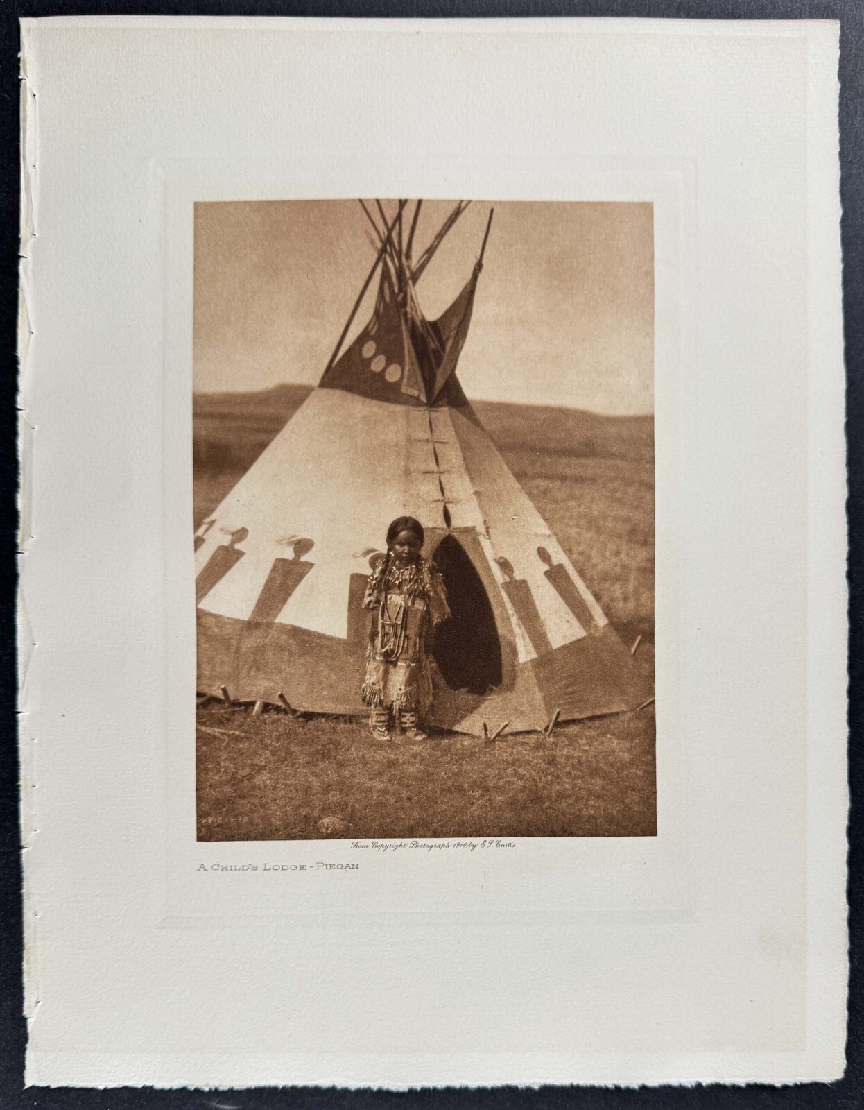 Curtis 1926 Piegan Child Lodge NA Indian Photogravure Portrait