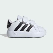 SCARPE ADIDAS BAMBINO BAMBINA GRAND COURT 2.0 CF  id5271 PELLE BIANCO STRAPPI