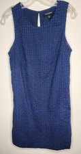 Banana Republic Size 10 Navy Blue Eyelet Sheath Dress Above Knee 