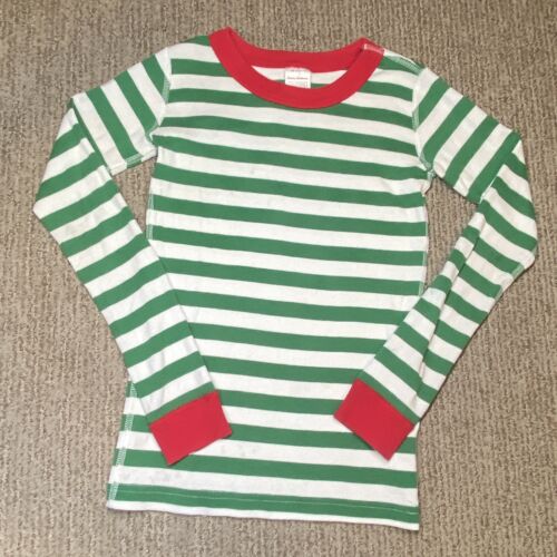 Hanna Andersson Child Youth 140 US 10 Thermal Pajama Shirt Green White Stripe - Picture 1 of 11