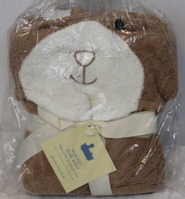 NEW Pottery Barn Kids Baby Hooded Towel Wrap Brown Bear Nursery Shower Gift 