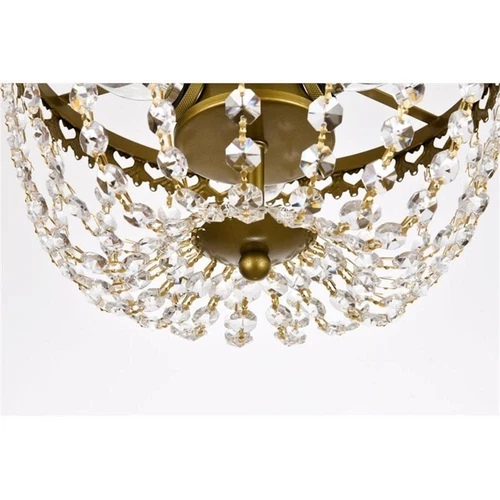 Elegant Lighting Kylie 10" Iron and Crystal Flush Mount in Brass - Picture 5 of 8