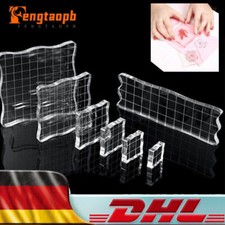 7 Stk Acryl Stamp Block Clear Stanzwerkzeugset mit Rasterlinien Stempelblock DHL