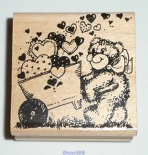 VINTAGE! 1989 "Wheelbearer" Wood-Mounted Rubber Stamp #F16 from Stampendous!