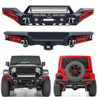 For 2007-2018 Wrangler JK Front and Rear Bumper w/Winch Plate 7xLED Lights