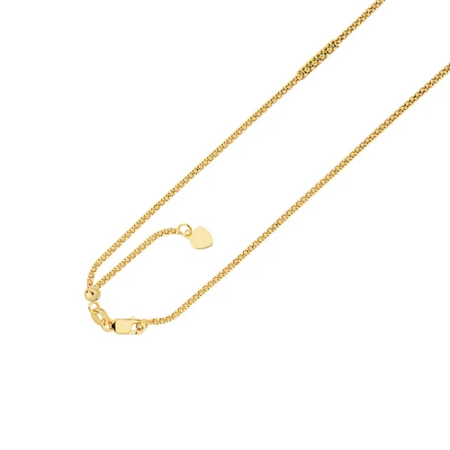 14kt Yellow Gold 22" Adjustable Popcorn Pendant Chain/Necklace 1.3 mm - 2.5 gram - Picture 1 of 1