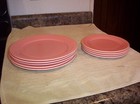 VINTAGE LOT of HAZEL ATLAS PINK MODERNTONE PLATONITE DINNER and DESSERT PLATES — photo 1