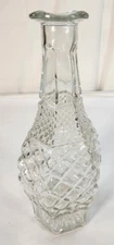 Vintage Liquor Decanter MCM Diamond Pattern Glass Clear Barware Cocktail