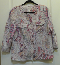 CHICOS PAISLEY MULTIPRINT LINEN JACKET Sz 2 US 10-12 NWT