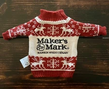 Maker's Mark Bourbon Whiskey Mini Holiday Ugly Bottle Sweater *BRAND NEW*