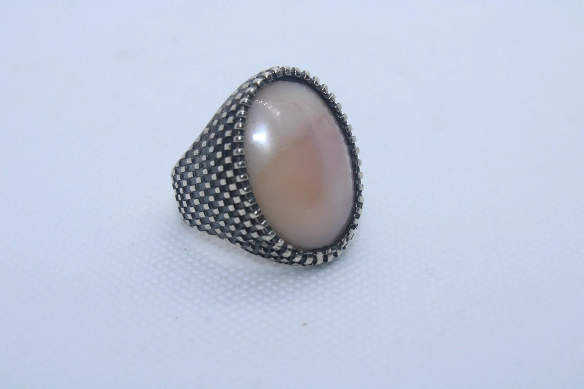 Bague En Argent 925 Avec Agate Verte 17 Carats - Taille 62 - Neuf Avec Certificat