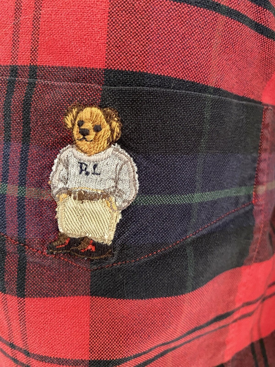90s Polo by Ralph Lauren ポロベア チェック 珍品】90s ラルフローレン ポロベア パッチワーク 半袖チェック