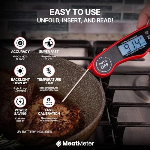 Digital Meat Thermometer for Grill/Cooking Fast Instant Read Waterproof