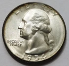1954-S Washington Silver Quarter - Gem BU, 25C coin