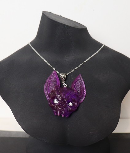 Vampire Bat head necklace hand made from resin 18" necklace 2.5"bat head - 第 31/46 張圖片