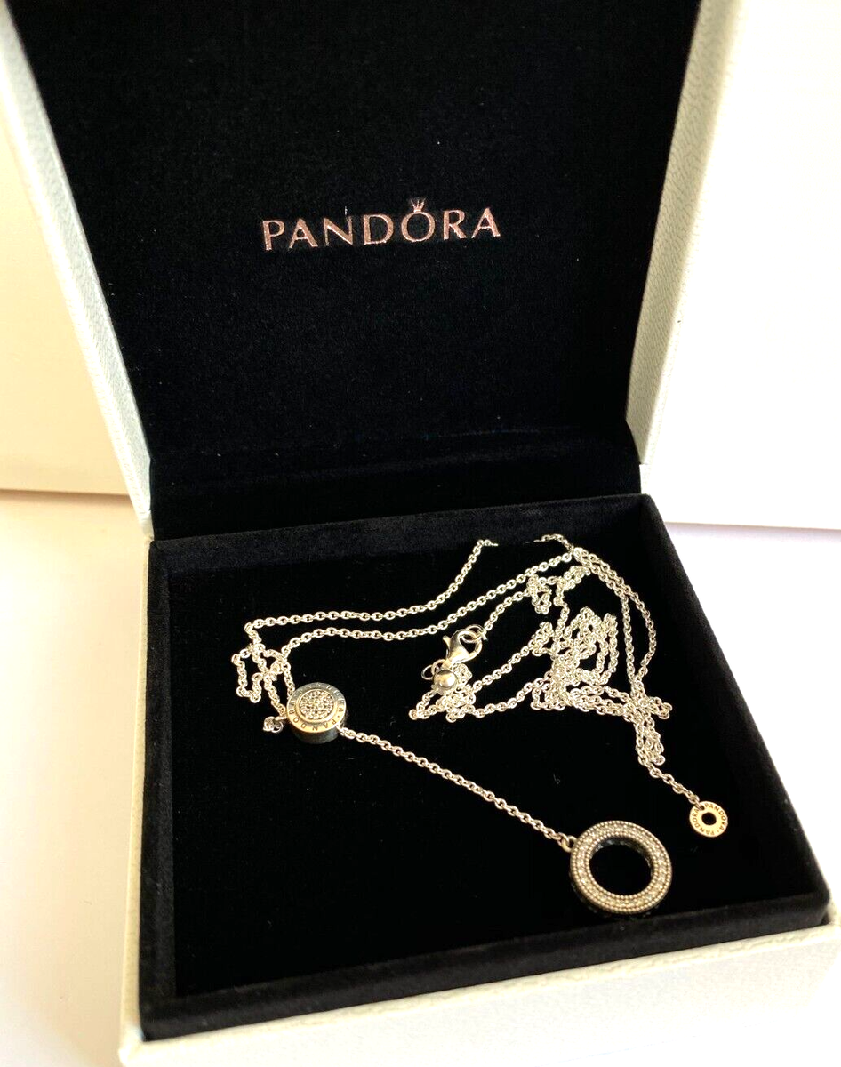 New Authentic PANDORA Signature Logo Pave Circle Y-Necklace New Authentic PANDORA Signature Logo Pave Circle Y-Necklace