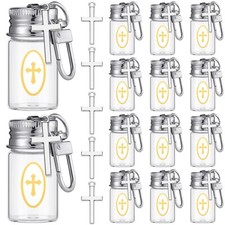 30 Set Holy Water Keychain with 7ml Glass Holy Water Bottle Vial Crucifix and...