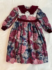 Vtg Jayne Copeland Girls Size 4 Maroon  Blue Special Occasion Holiday Dress