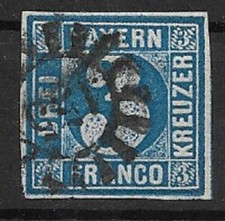 Bayern MiNr 2 II gestempelt mit MRS 155 Kempten