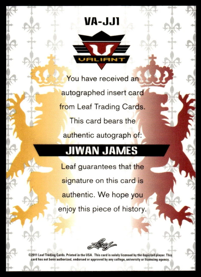2011 Leaf Valiant #VA-JJ1 Jiwan James - Image 2 of 2