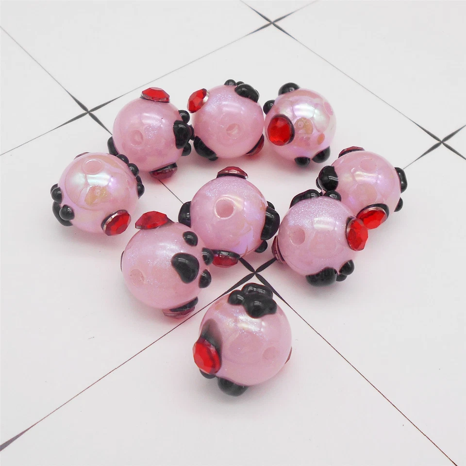 Pulsera collar de cuentas de acrílico con estampado de pata de cristal rojo 10 piezas hágalo usted mismo agujero de cuentas 3 mm Foto 4 de 4