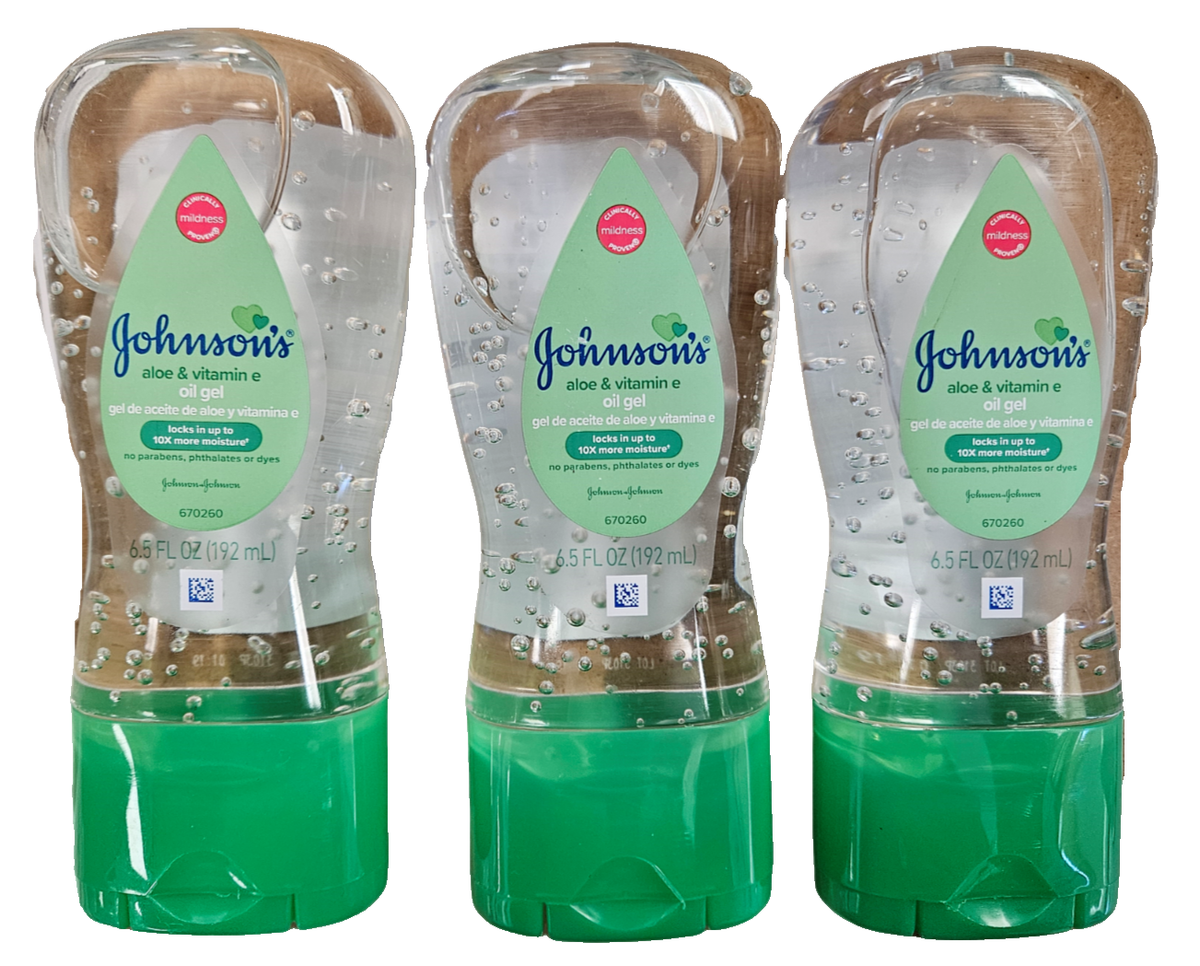 Johnson & Johnson 003296 Bambino Gel olio con Aloe & Vitamina E, 6,5 once