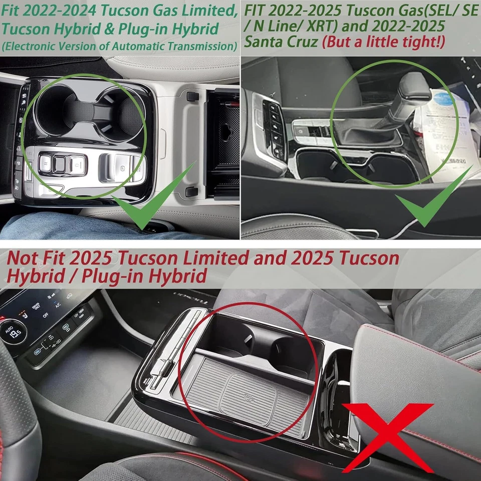 Para Hyundai Tucson 2022-2024 Consola Central Apoyabrazos Caja Almacenamiento Bandeja Accesorios Foto 3 de 4