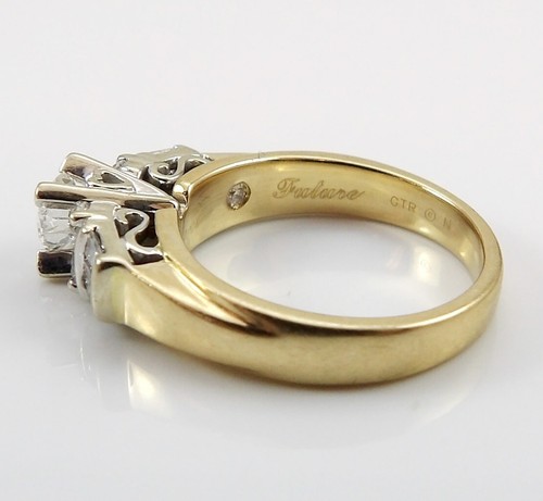 14K Yellow & White & Gold 1.00tw Round Cut Diamond Engagement Ring Size 7 FZZ - Picture 8 of 9