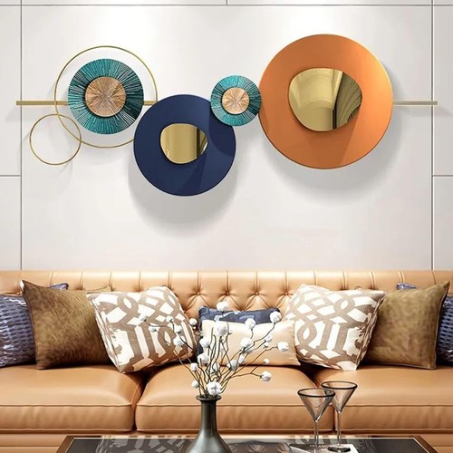 Gold Metal Wall Decor Art Wall Hanging Home Decorations Modern Round Wall Art - Picture 2 of 7