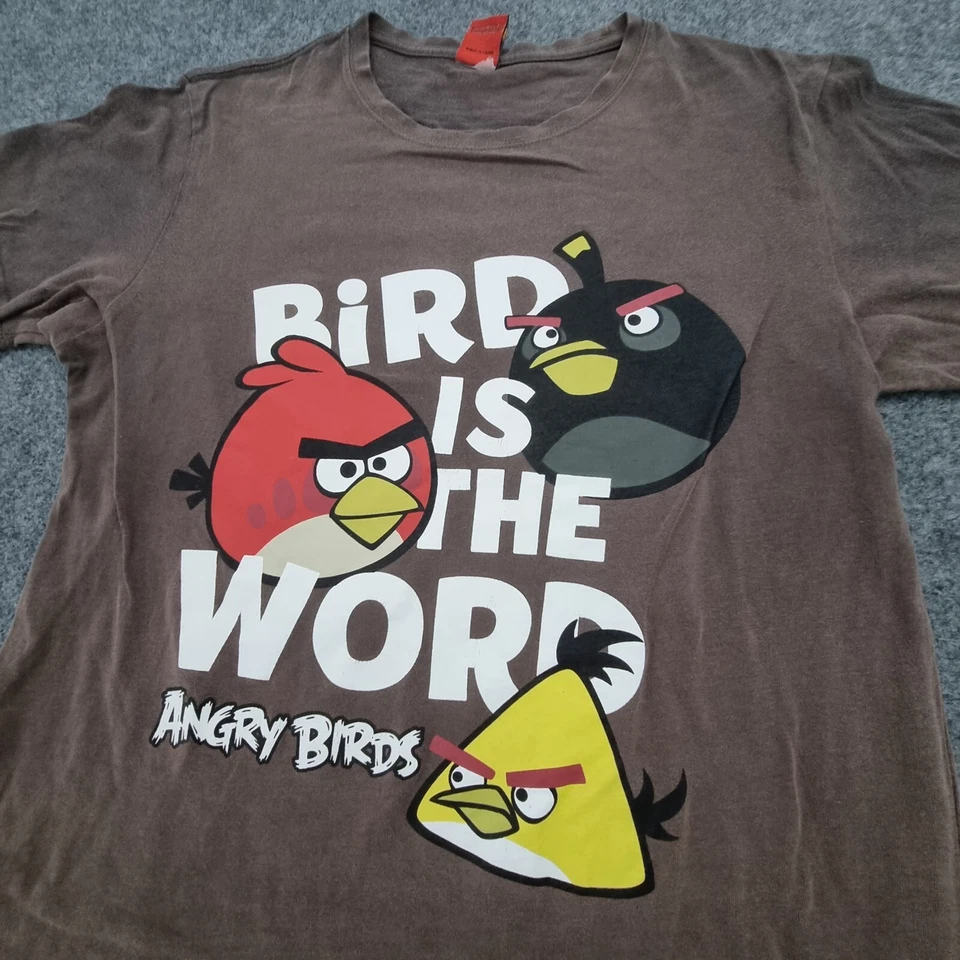 Camisa Angry Birds Para Hombre MEDIANA Marrón Adulto Moderno Jugador Nerd Comics Talla M Foto 2 de 4