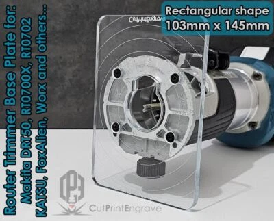 CUTPRINTENGRAVE Rectangular Router Base Plate For Makita DRT50 RT0700X RT0702 KATSU 103x145mm
