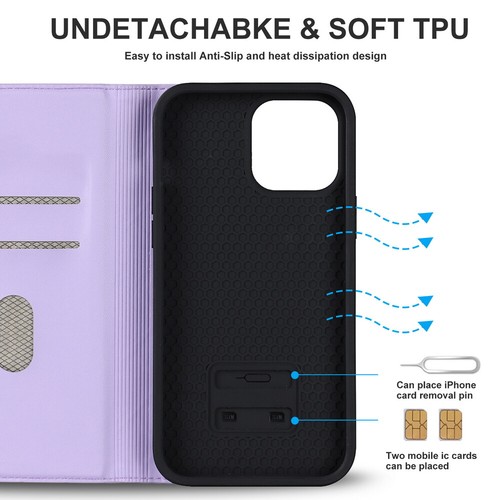 Flip Leather Wallet MagSafe Magnetic Charging Case For iPhone 12 13 14 15 16 - Zdjęcie 51 z 99