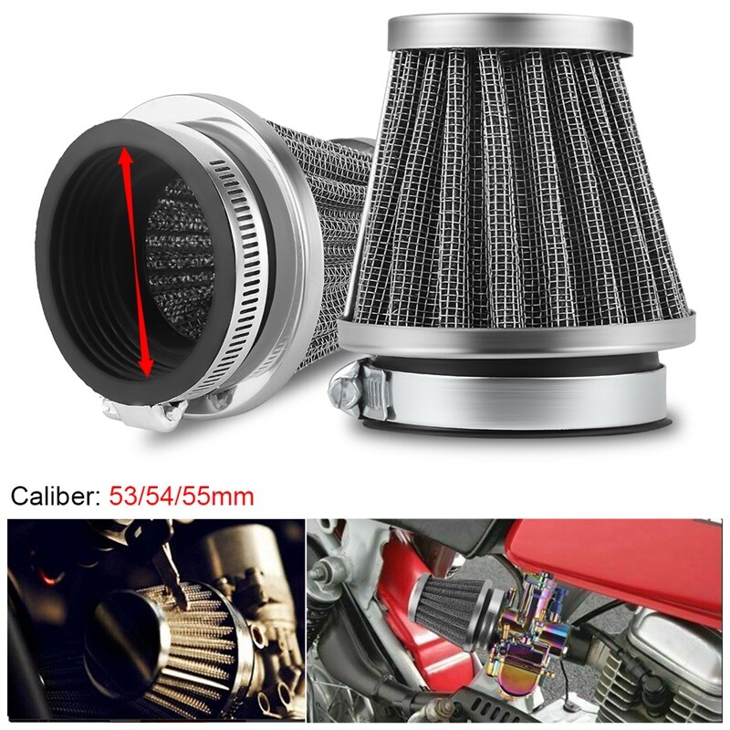 2Pcs 53mm/54mm/55mm Motorcycle Carburetor Carb Air Filter Cleaner Pod Dirt Bike