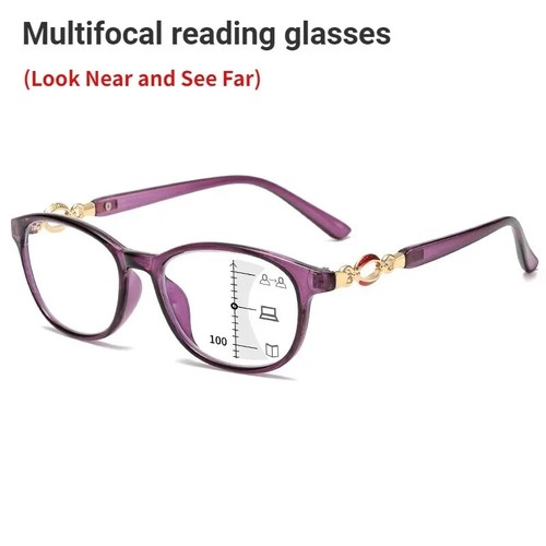 New 3 in 1 Progressive Multifocal Reading Glasses Women Anti-blue Eyeglasses - Picture 25 of 27