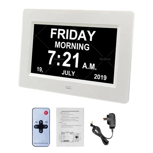 Wall Digital Day Clock Calendar 7" Large LED Dementia Date Week Month Year Time - Picture 11 of 11