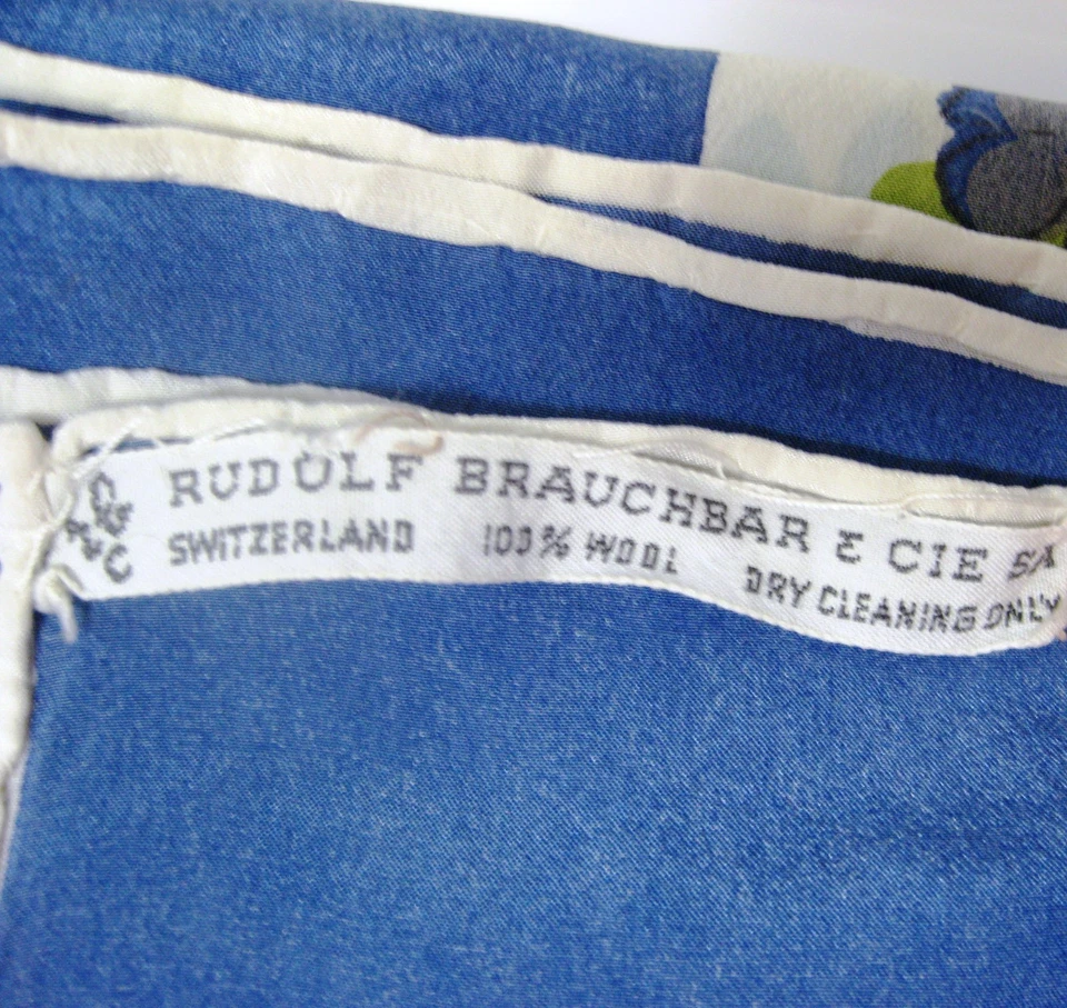 Vtg 1950s Signed Antoine 100% Wool Scarf Rudolf Brauchbar Switzerland ~Square - Image 3 of 4