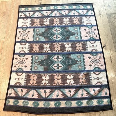 Vintage Biederlack Blanket 76Lx56W Southwestern Aztec Geometric Made in USA