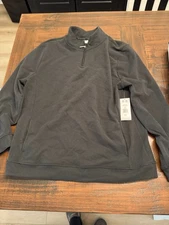 NWT Geoffrey Beene Mens Sweater 1/4 Zip Pullover Long Sleeve Black XL