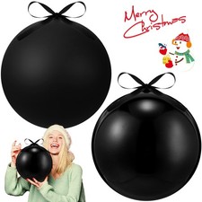 2 Pcs 8" Giant Fillable Christmas Ornaments with Ribbons Oversized Plastic Xm...