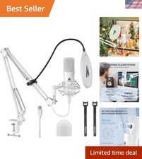 192kHz/24bit USB Podcast Microphone Kit with Cardioid Metal Mic - AU-A04 White