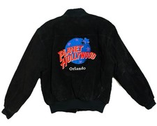Planet Hollywood Orlando Black Suede Leather Bomber Jacket Adult Small 1996