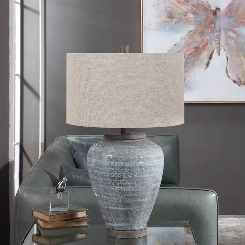 Uttermost Pelia 27 1/2" Blue Gray Coastal Modern Ceramic Table Lamp - Picture 7 of 10